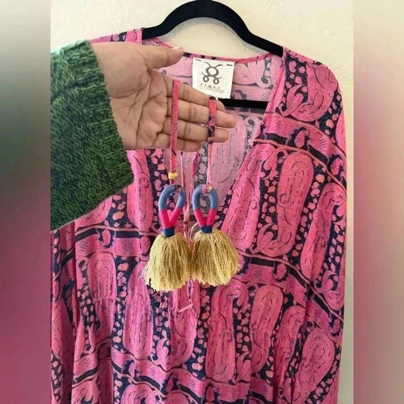 Figue Amrita tassel caftan pink blue size XS / S relaxed - Picture 6 of 7